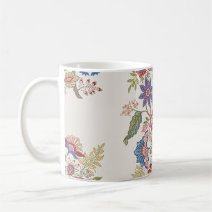 Fantasy flowers in retro, vintage, jacobean embroi kaffeetasse