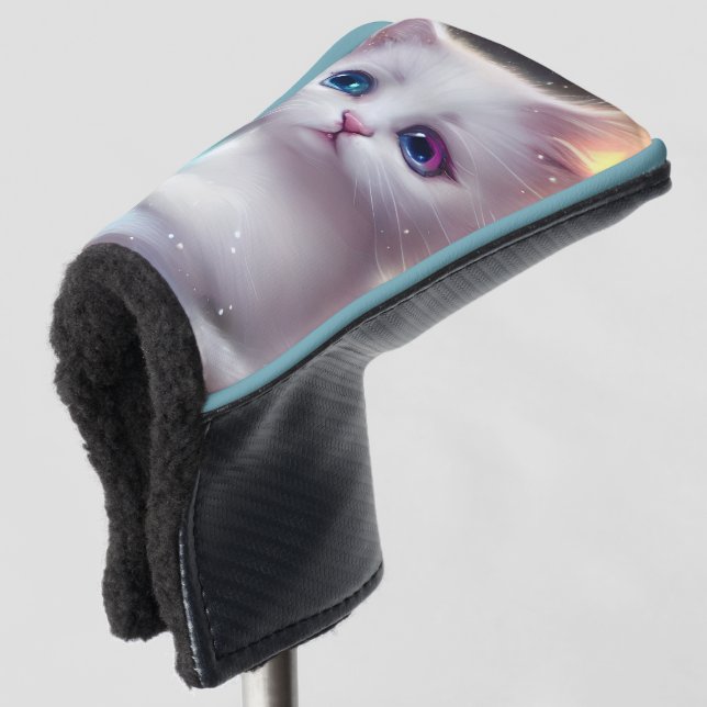 Fantasy Fluffy White Cat Golf Headcover (3/4 Vorderseite)
