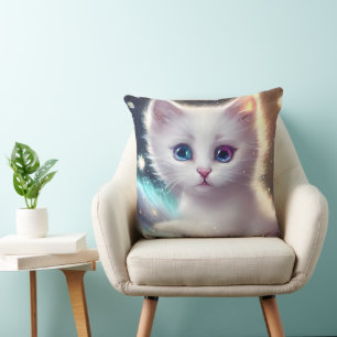 Fantasy Fluffy White Cat Kissen