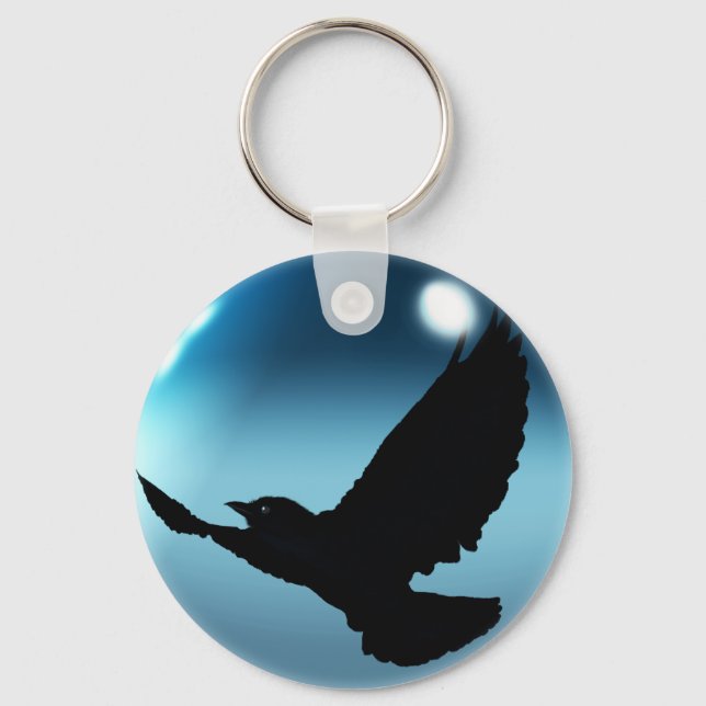 Fantasy Flying Crow & Orb Key-Kette oder Zipper-Pu Schlüsselanhänger (Vorderseite)