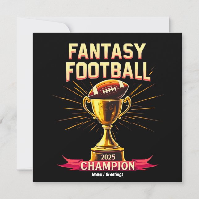 Fantasy Football 2025 Funny Champ Football Design  Einladung (Vorderseite)