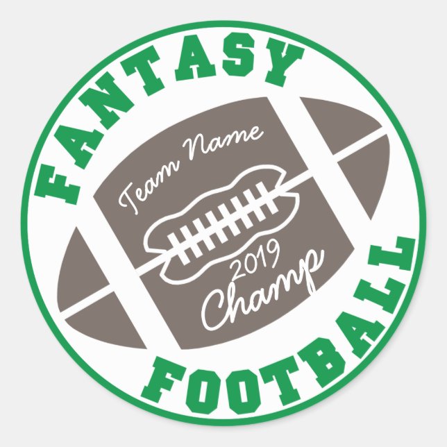 Fantasy Football Champ Runder Aufkleber (Vorderseite)