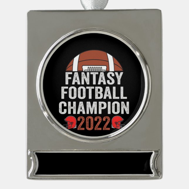 Fantasy Football Champion 2022 Fußball Lover Banner-Ornament Silber (Vorderseite)