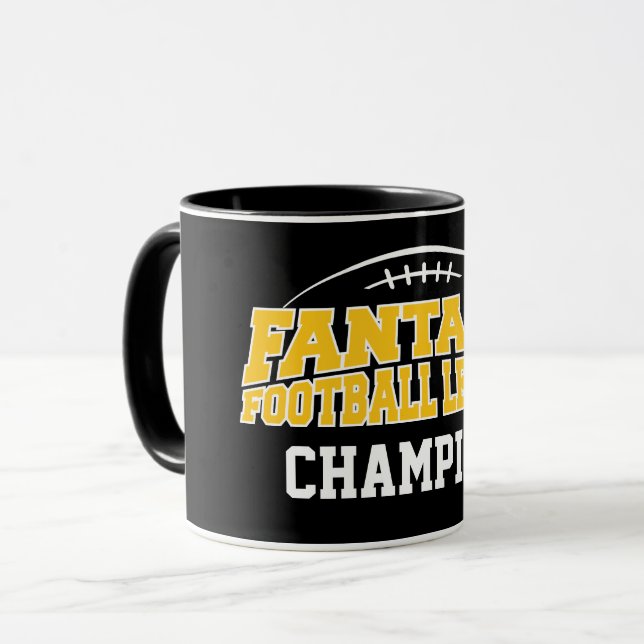 Fantasy Football Champion - Black and Yellow Gold Tasse (Vorderseite Links)