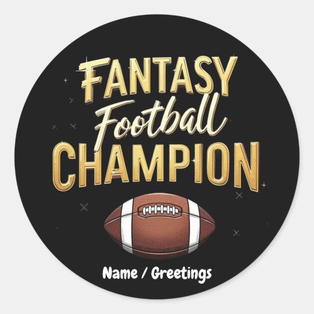 Fantasy Football Champion dominiert wie ein Pro Runder Aufkleber (Vorderseite)