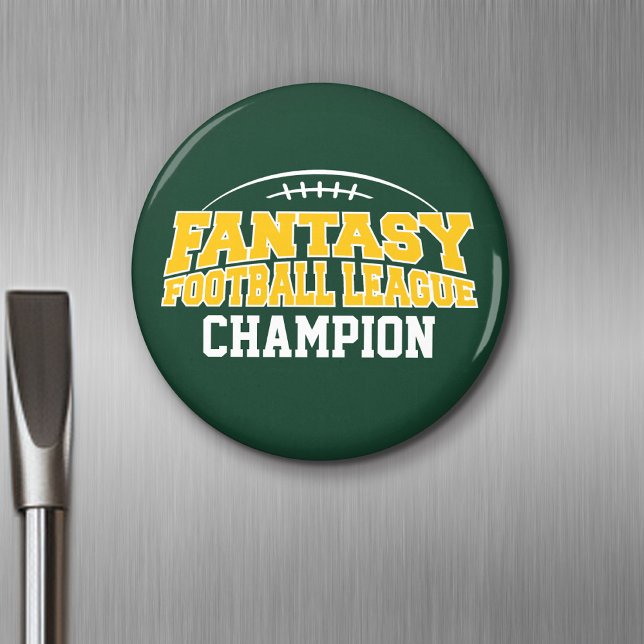 Fantasy Football Champion - Green und Yellow Gold Magnet (Personalized Fridge Magnet - Party Favor - Fantasy Football)