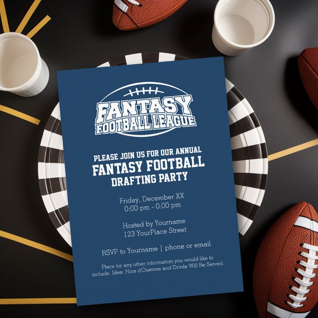 Fantasy Football Champion - Navy und White Einladung (Fantasy Football Party Invitation)
