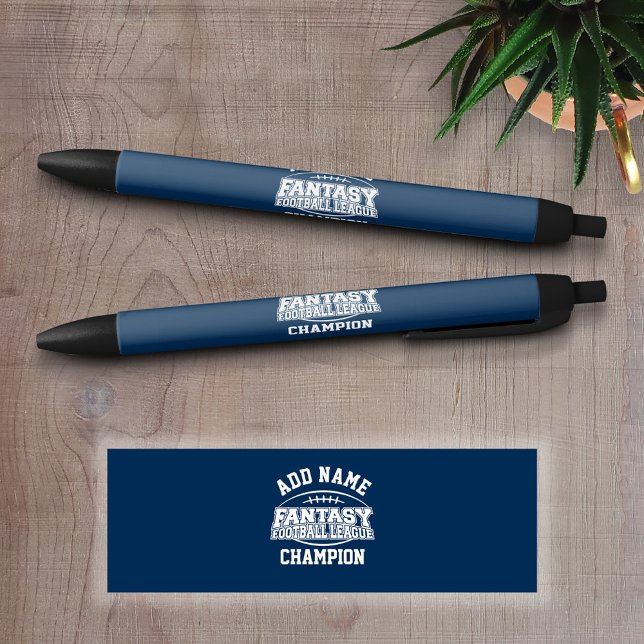 Fantasy Football Champion - Navy und White Kugelschreiber (Personalized Writing Pens - add your name, monogram or other text)