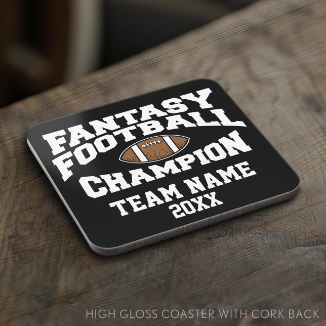Fantasy Football Champion - Schwarz-weiß Getränkeuntersetzer (Custom Coaster)