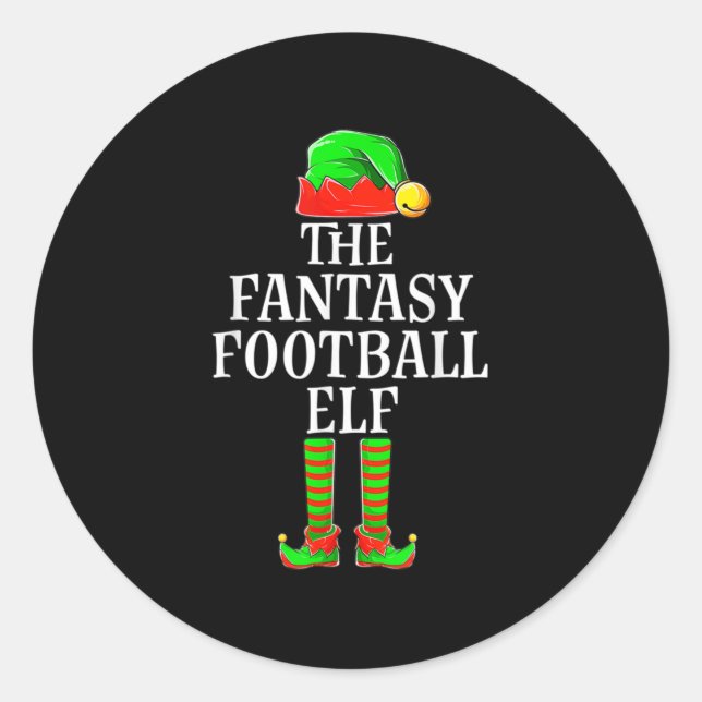 Fantasy Football Elf Apparel Men Boy Kind Weihnach Runder Aufkleber (Vorderseite)