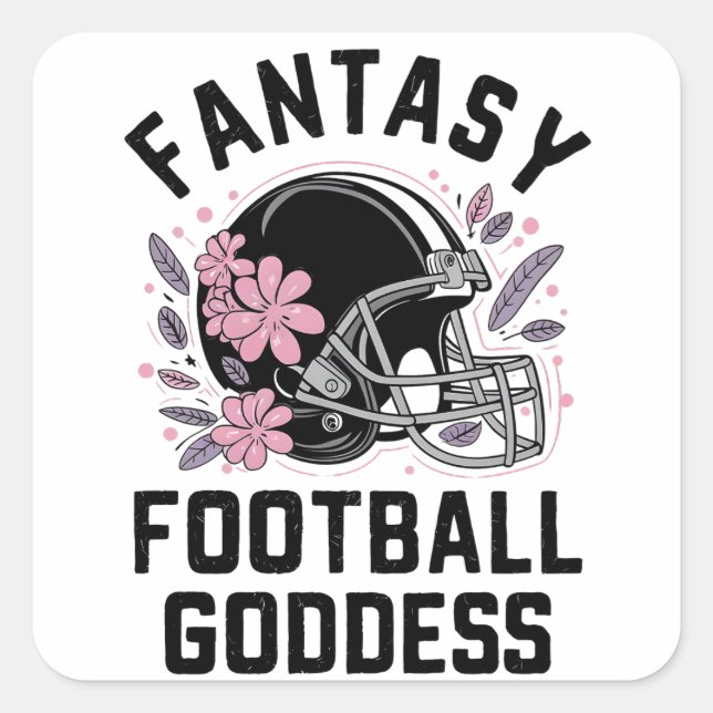 Fantasy Football Goddess Sports League Entwurf Quadratischer Aufkleber (Vorderseite)