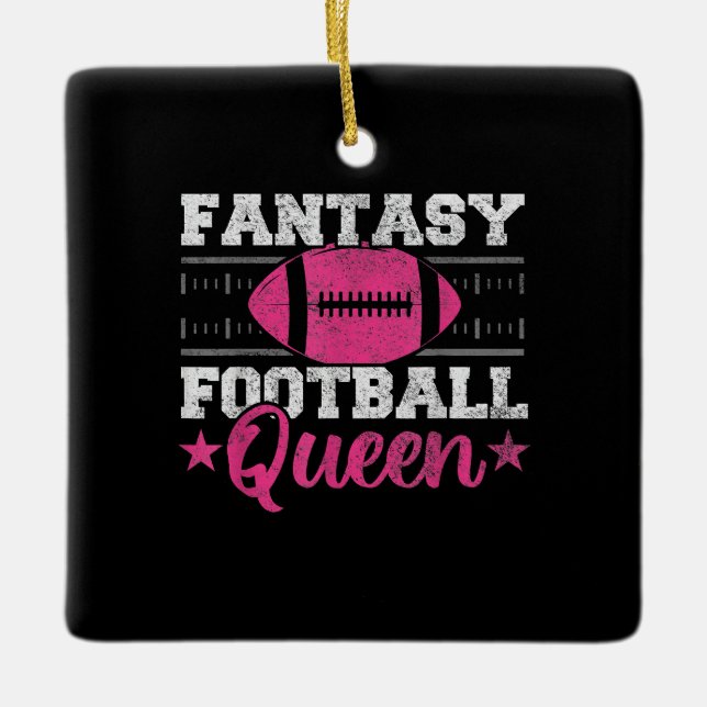 Fantasy Football Queen Funny Game Day Fantasy Gesc Keramikornament (Vorderseite)