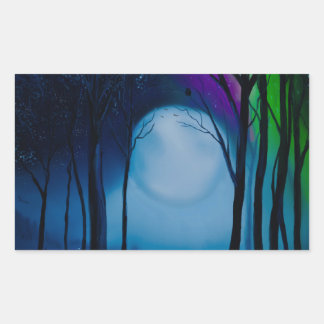 Fantasy forest art rechteckiger aufkleber