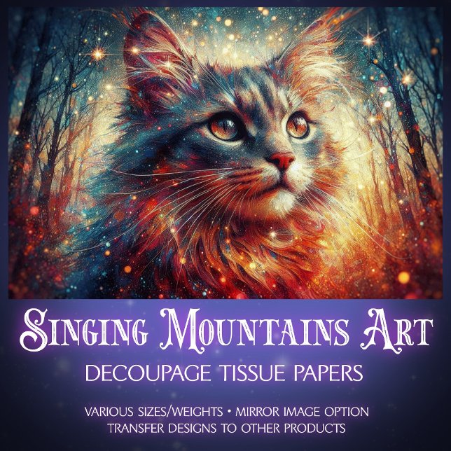 Fantasy Forest Cat Fairy Lights Decoupage  Seidenpapier (Von Creator hochgeladen)