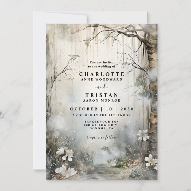Fantasy Forest Mist Wedding Einladung (Vorderseite)