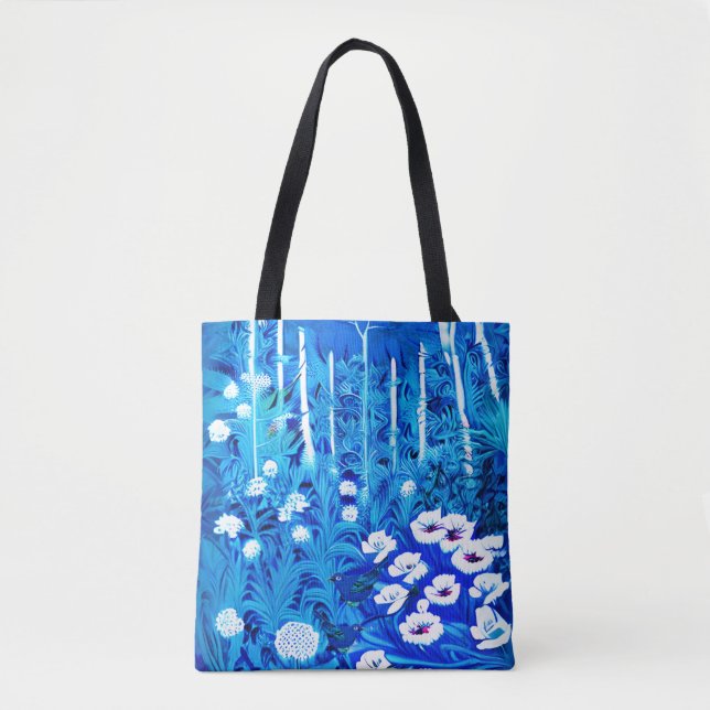 Fantasy Forest mit Blume und Vögeln Tasche (Vorderseite)