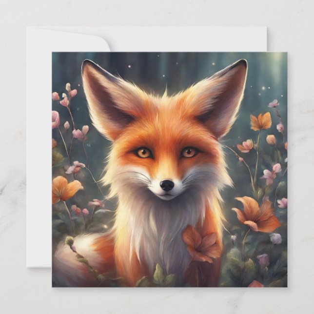Fantasy Fox in Nature Einladung (Vorderseite)