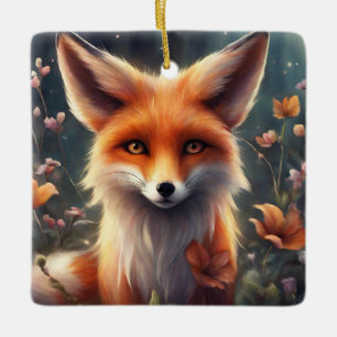 Fantasy Fox in Nature Keramikornament