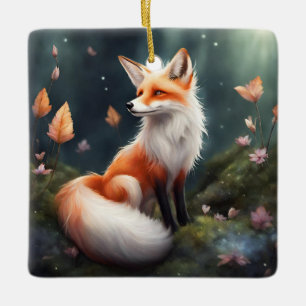 Fantasy Fox Nature Art Keramikornament