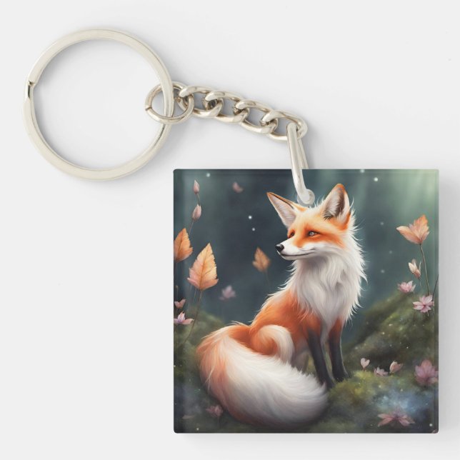 Fantasy Fox Nature Art Schlüsselanhänger (Vorderseite)