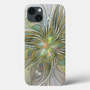 Fantasy Fraktal Blume mit Goldenen Initialen Case-Mate iPhone Hülle