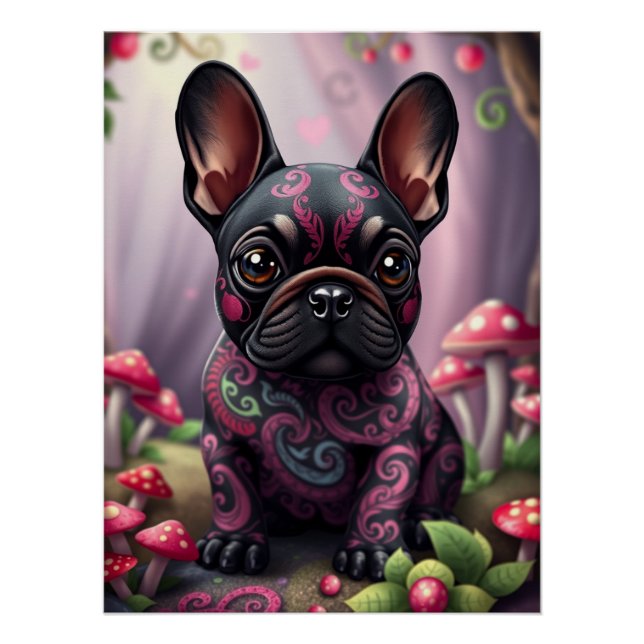 Fantasy French Bulldog Puppy Art Poster (Vorderseite)