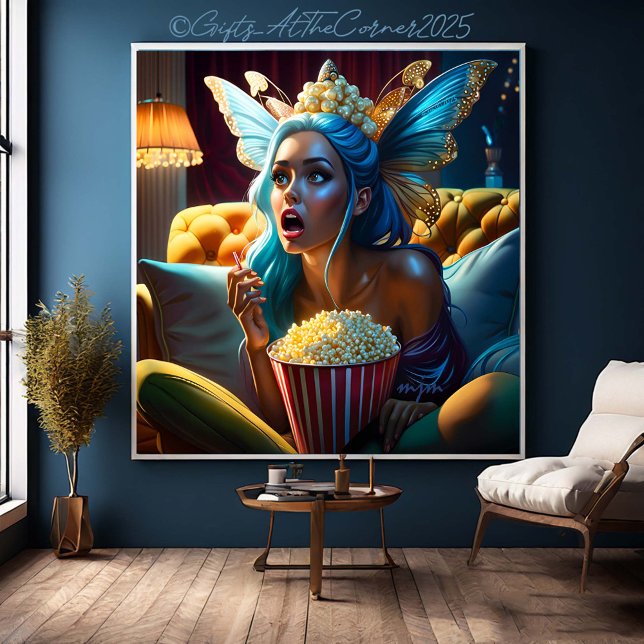 Fantasy Funny Schöne Fairy Watching Movie Leinwanddruck (Von Creator hochgeladen)