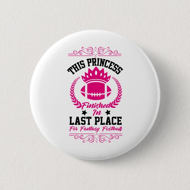 Fantasy-Fußball Prinzessin Lustiges Party-Design V Button (Vorderseite)