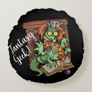 Fantasy-Geek! Fan-Drache Rundes Kissen