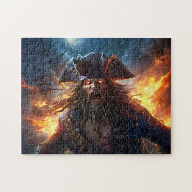Fantasy-Gemälde Flammender Pirat in einer Kampfsze (Horizontal)