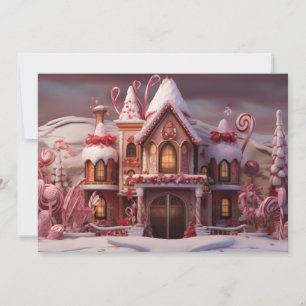 Fantasy-Gingerbreadhaus mit Süßigkeiten 3  Feiertagskarte
