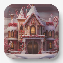Fantasy Gingerbrett House mit Candies 3 Pappteller