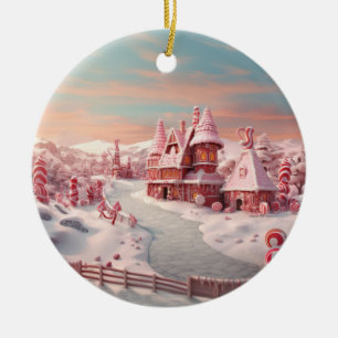 Fantasy Gingerbrett House mit Candies 4 Keramik Ornament