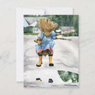 Fantasy Girl Puddle Jumping Postcard Postkarte