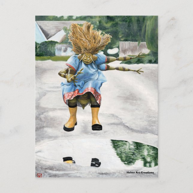 Fantasy Girl Puddle Jumping Postcard Postkarte (Vorderseite)