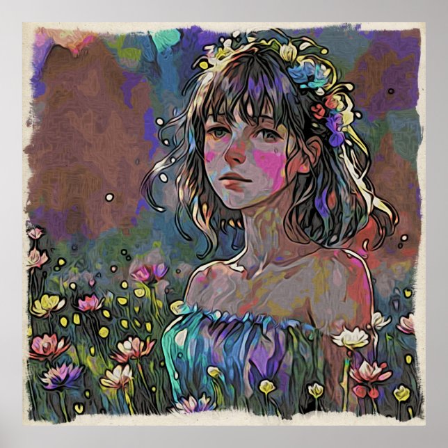 *~ Fantasy Girl Wild Blume AP56 Art Malerei Poster (Vorne)