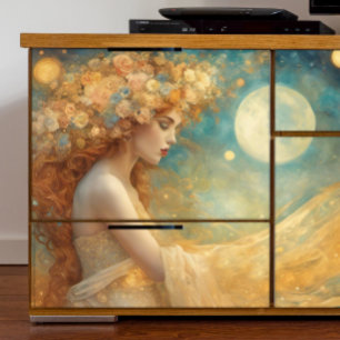 Fantasy Girl with Moons Decoupage Seidenpapier