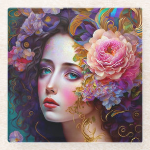 Fantasy Glam Pop Art Glass Untersetzer