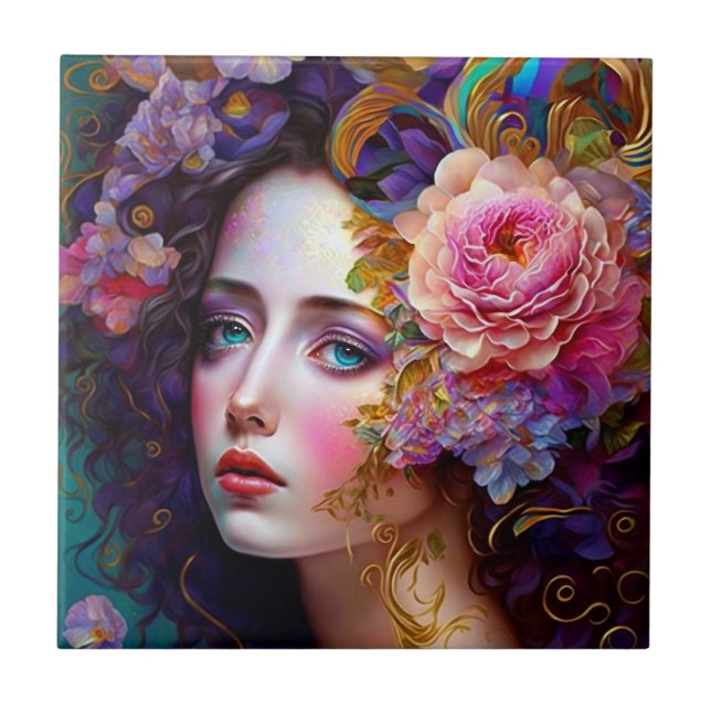 Fantasy Glam Woman Pop Art Keramik Fliese (Vorderseite)