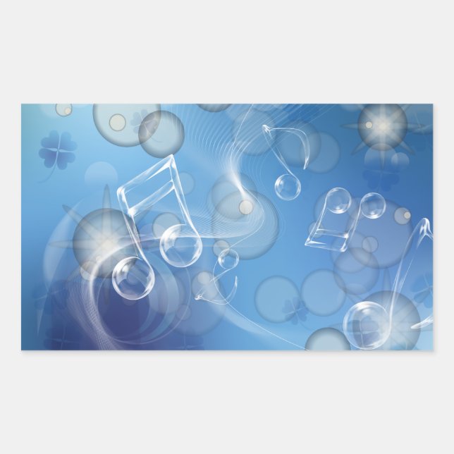 Fantasy Glass Musiknoten Rechteckiger Aufkleber (Vorderseite)