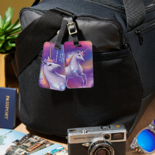 Fantasy Glitzer Rainbow Unicorn Kosmische Wolken Gepäckanhänger