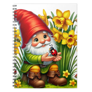 Fantasy Gnome Holding Ladybug Notizblock