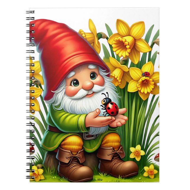 Fantasy Gnome Holding Ladybug Notizblock (Vorderseite)