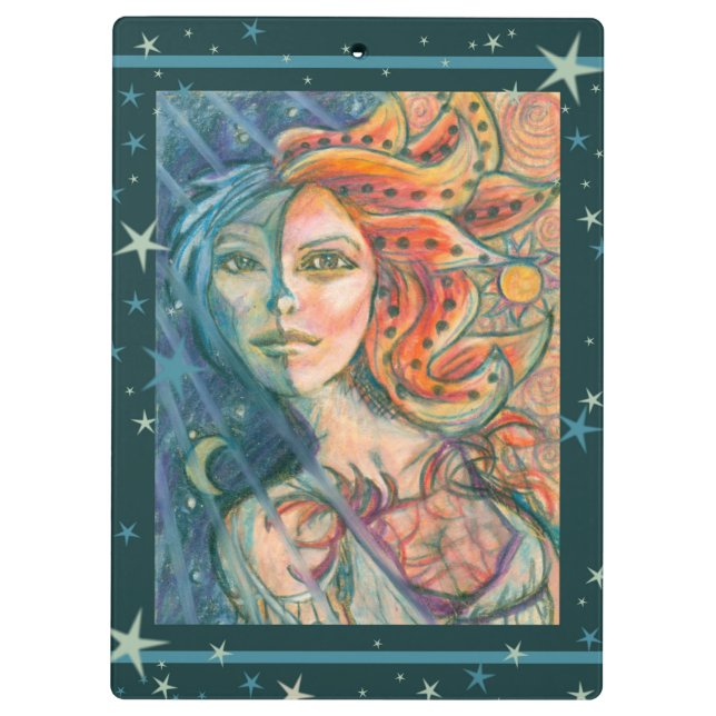 Fantasy Goddess Clipboard mit Mond und Sun Klemmbrett (Rückseite)