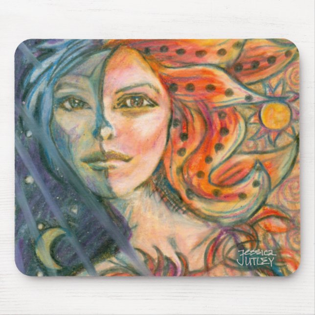 Fantasy Goddess Maus Pad mit Mond und Sun Mousepad (Vorne)