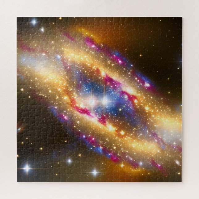 Fantasy Gold Blue and Pink Fun Nebula Image (Horizontal)