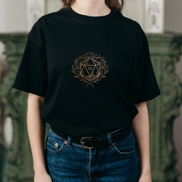 Fantasy Gold D20 Laurel Wreath T-Shirt