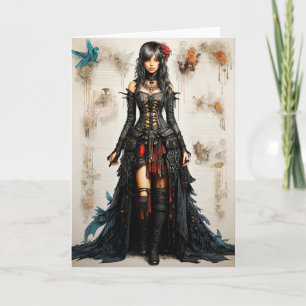 Fantasy Gothic Girl Grußkarte Dankeskarte