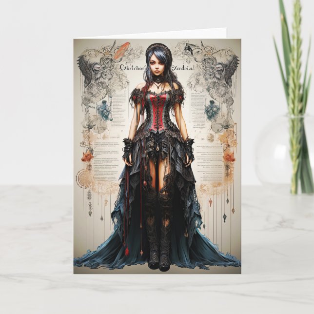 Fantasy Gothic Girl Grußkarte Dankeskarte (Vorderseite)
