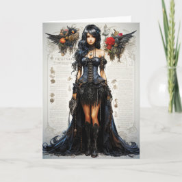 Fantasy Gothic Girl Grußkarte Dankeskarte